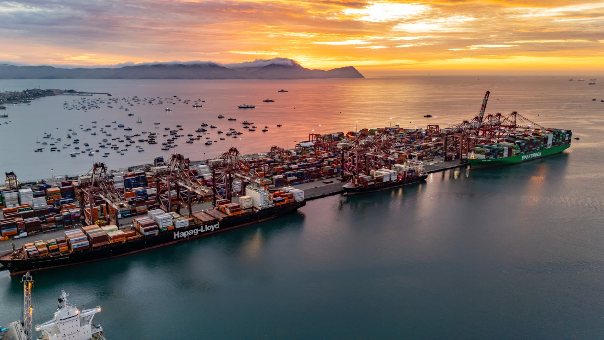 Port of Callao at sunset